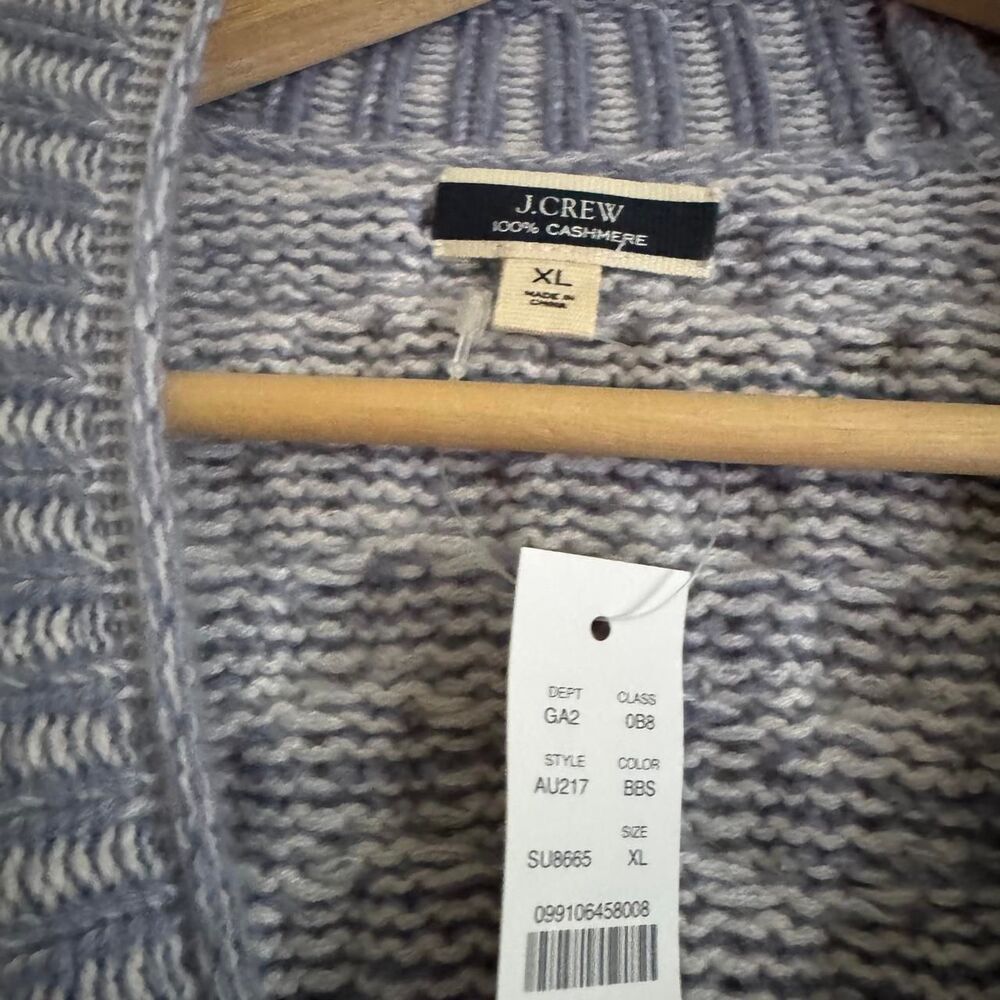 J.Crew Honeycomb Cashmere Rollneck Sweater XL Blue Cable Knit 100% Cashmere NWT - Picture 5 of 8